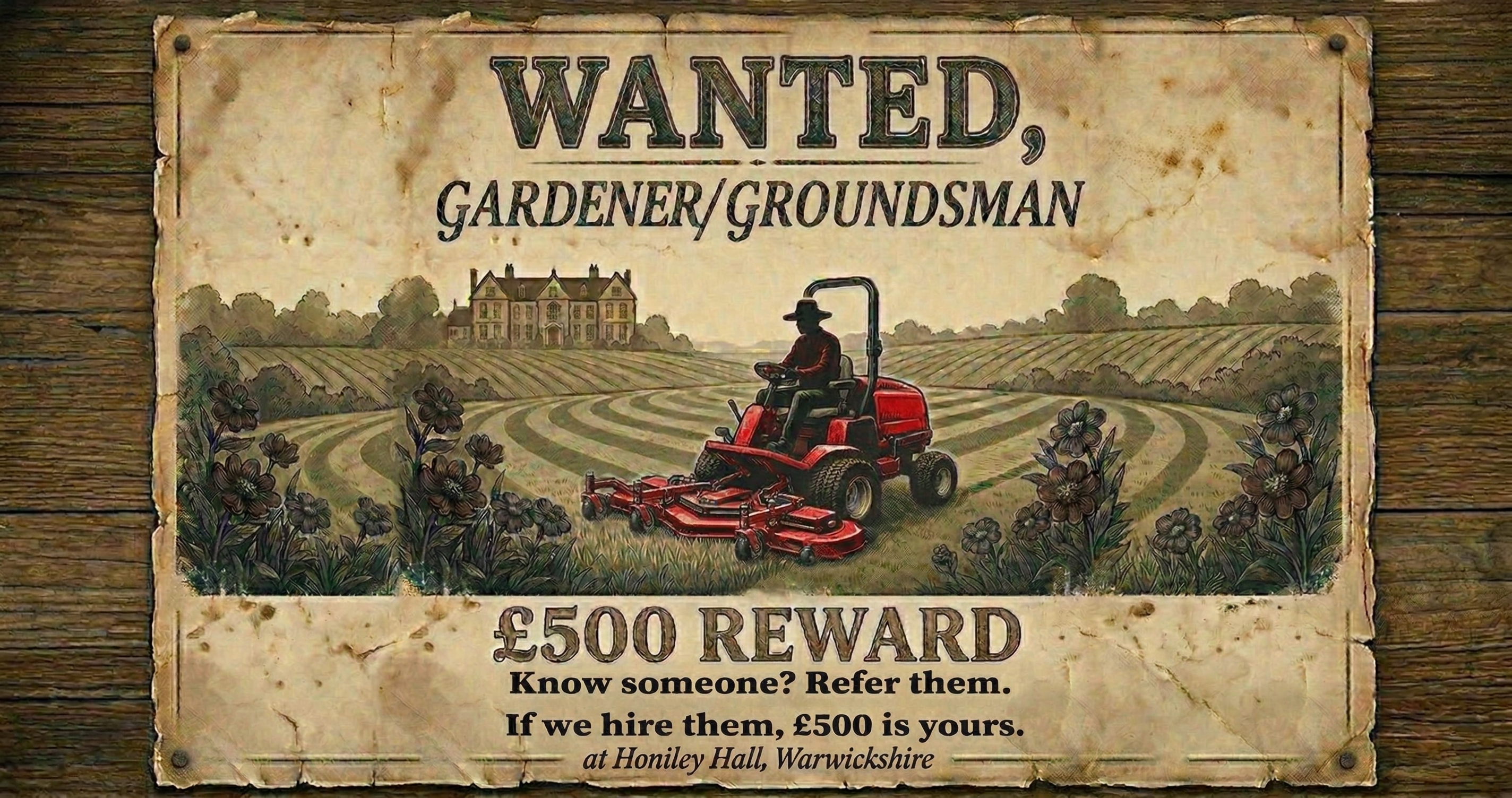 Wanted — Gardener & Groundsman — £500 Reward — Honiley Hall, Warwickshire